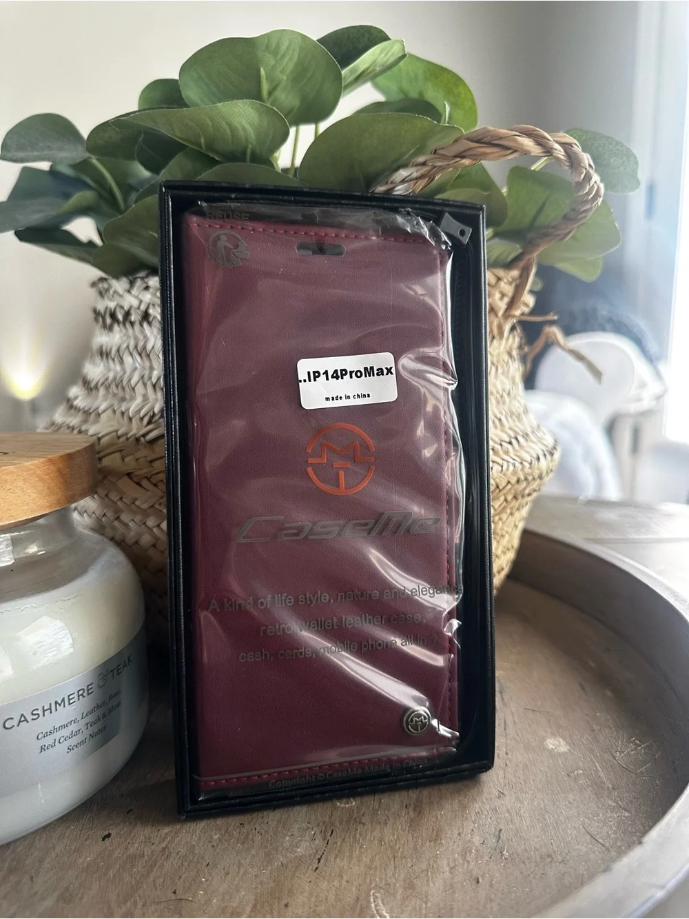 iPhone 14 Pro Max Wallet Case Folio Magnetic Leather Flip Cover NEW Burgundy Red